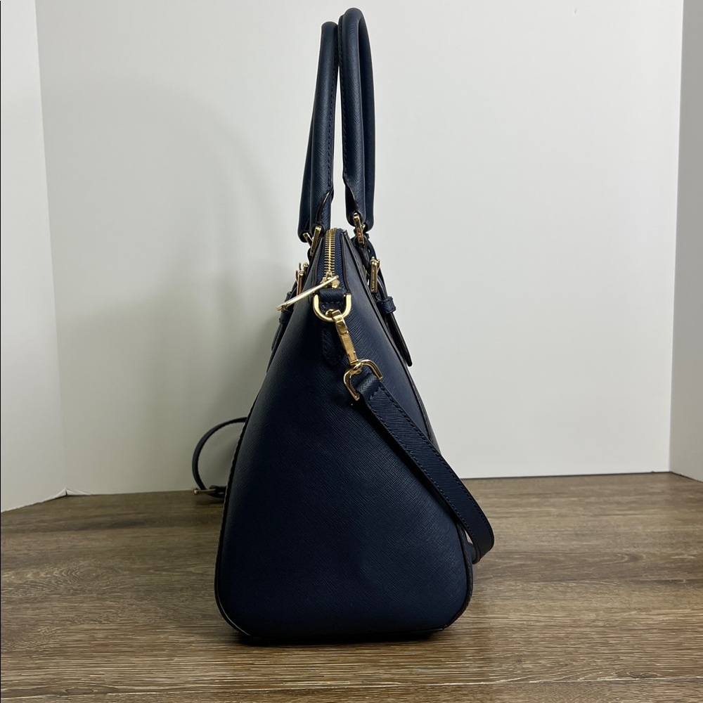 Michael Kors “CIARA” Navy Saffiano Leather Satchel (Size Medium) - Picture 3 of 14